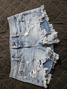 American Eagle Outfitters Light Blue Distressed Denim Cutoff Shorts